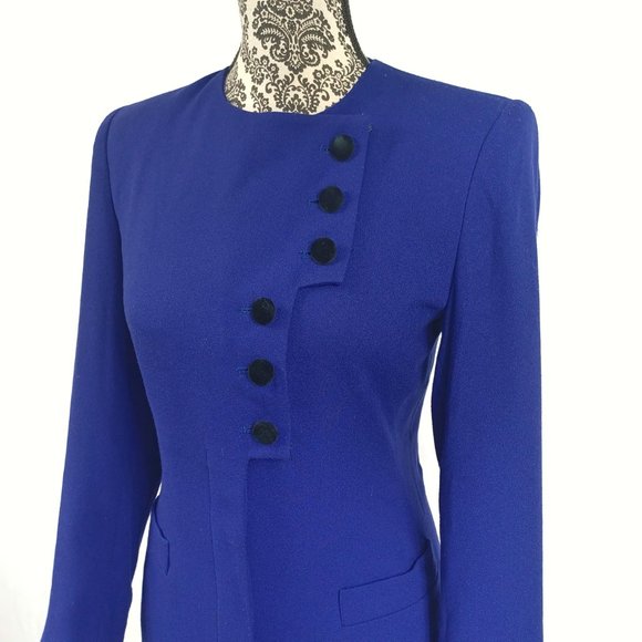 KASPER Button Front LS Crepe Coat Dress 2P - Picture 5 of 5